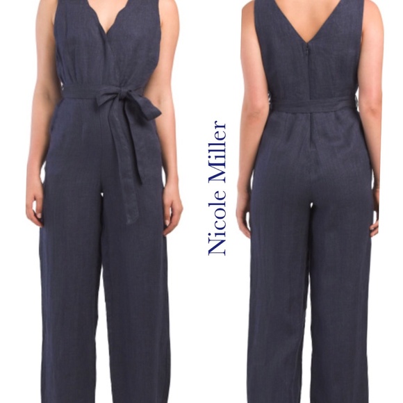 nicole miller linen jumpsuit